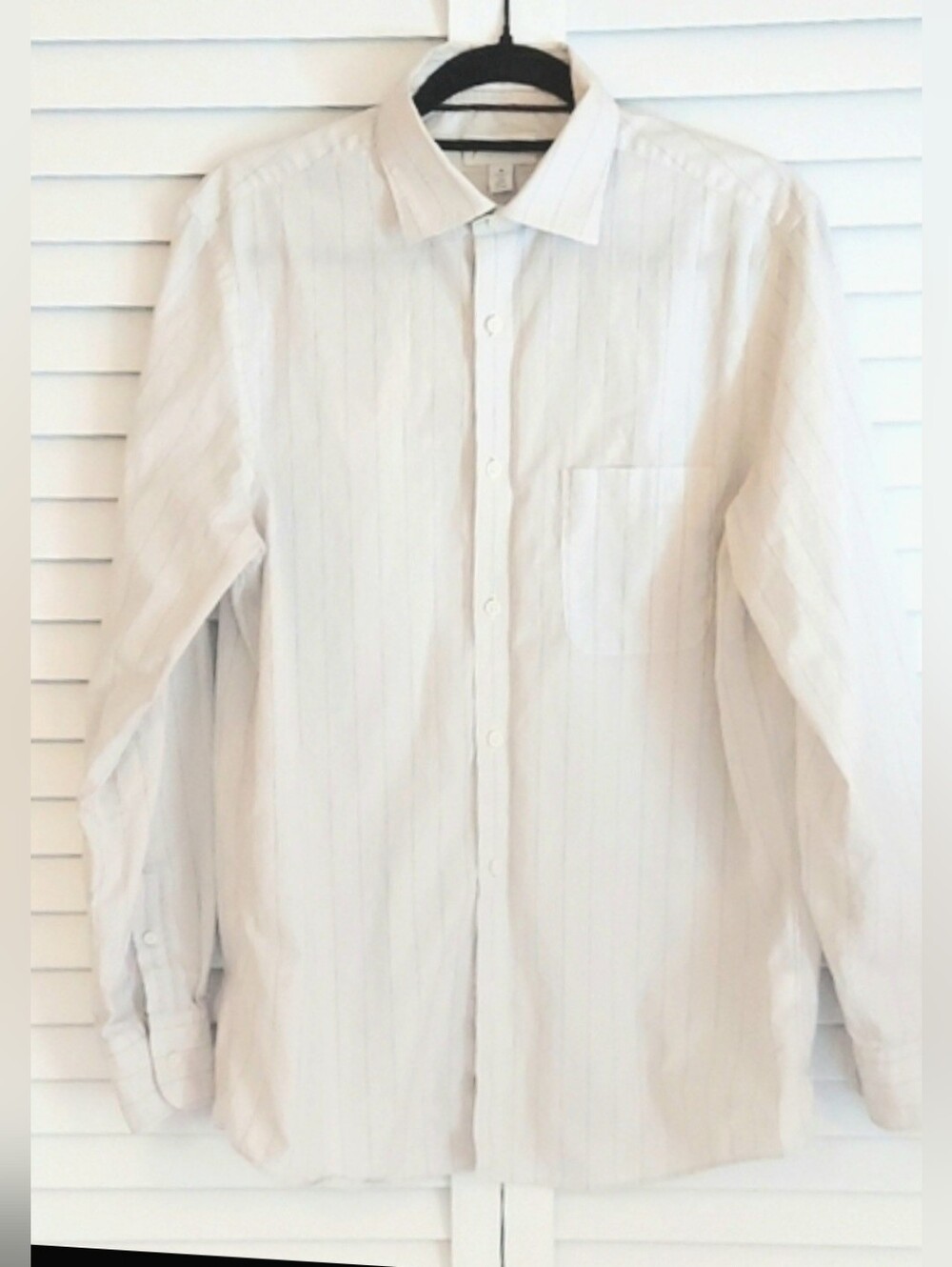 John W. Nordstrom Shirt, 100% Cotton, Buttondown, White, Pinstripes